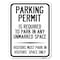 Signmission Parking Permit Is Required to Park in ANY Unmarked Space Visitors Must Park in Visito, A-1824-23400 A-1824-23400 - alternate 1